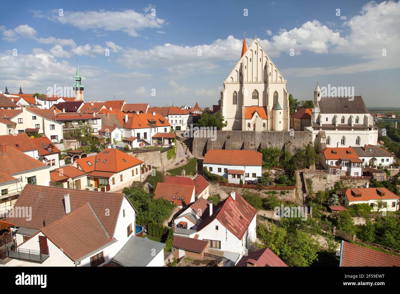 Gotische Kirche des Hl. Nikolaus in der tschechischen Kostel svateho Mikulase, Znojmo, Südmähren, Tschechische Republik Stockfoto