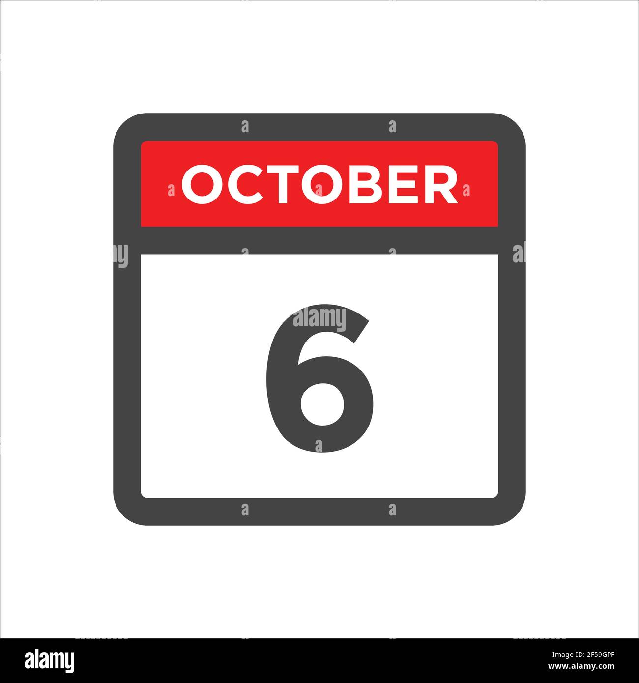 Kalendersymbol Oktober 6 - Tag des Monats Stock Vektor