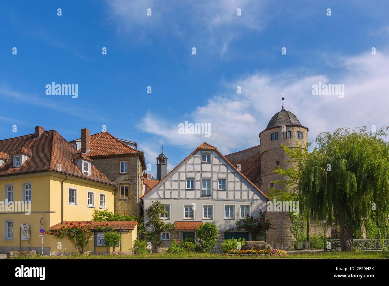 Geographie / Reisen, Deutschland, Marktbreit, Fachwerkhaus an der Mainstraße und blac, Additional-Rights-Clearance-Info-Not-available Stockfoto Geographie / Reisen, Deutschland, Marktbreit, Fachwerkhaus an der Mainstraße und blac, Additional-Rights-Clearance-Info-Not-available Stockfoto
