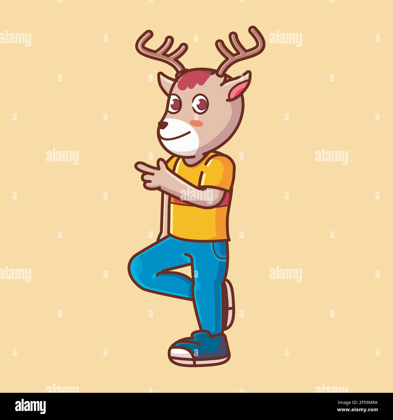 Hirsch Maskottchen Design. Cartoon-Vektor Stock Vektor