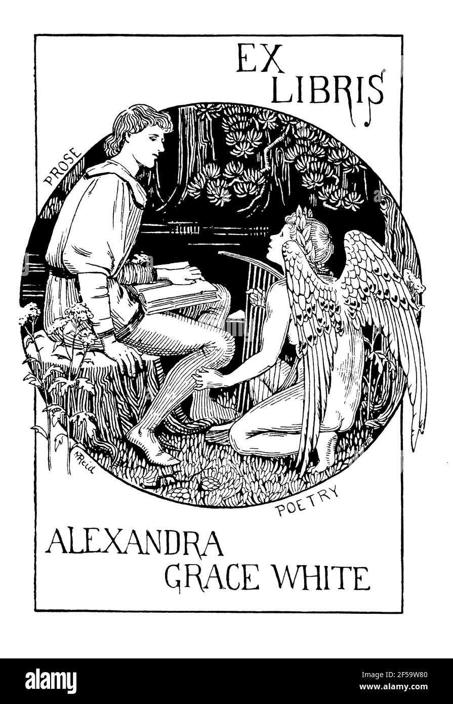 Poetry und Prosa Figuren Exlibris für Alexandra Grace White von Die in Colombo geborene Königliche Akademikerin Marion Reid Stockfoto