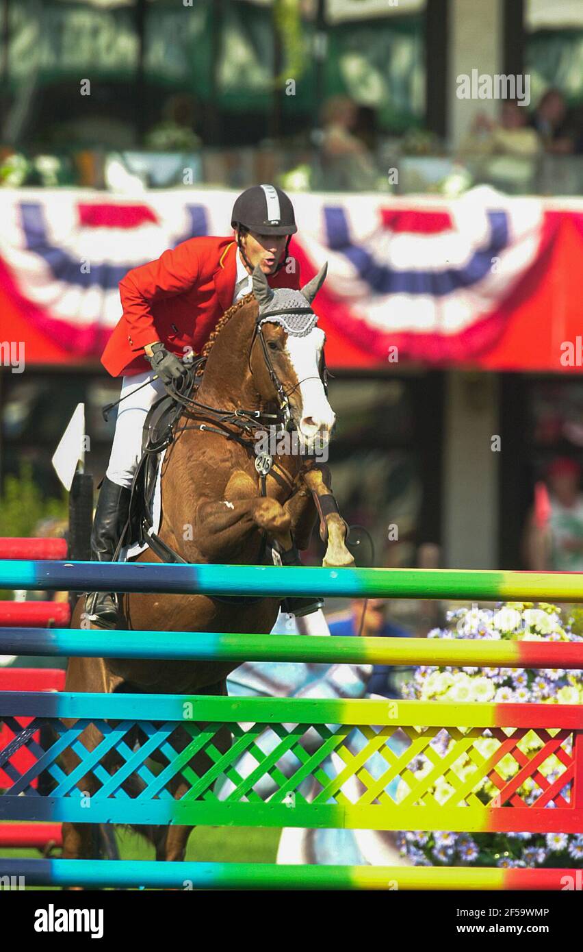 CSIO Masters Spruce Meadows 2003, Bank of Montreal Nations Cup, Ludger Beerbaum, Deutschland mit Diablo du Parc Stockfoto