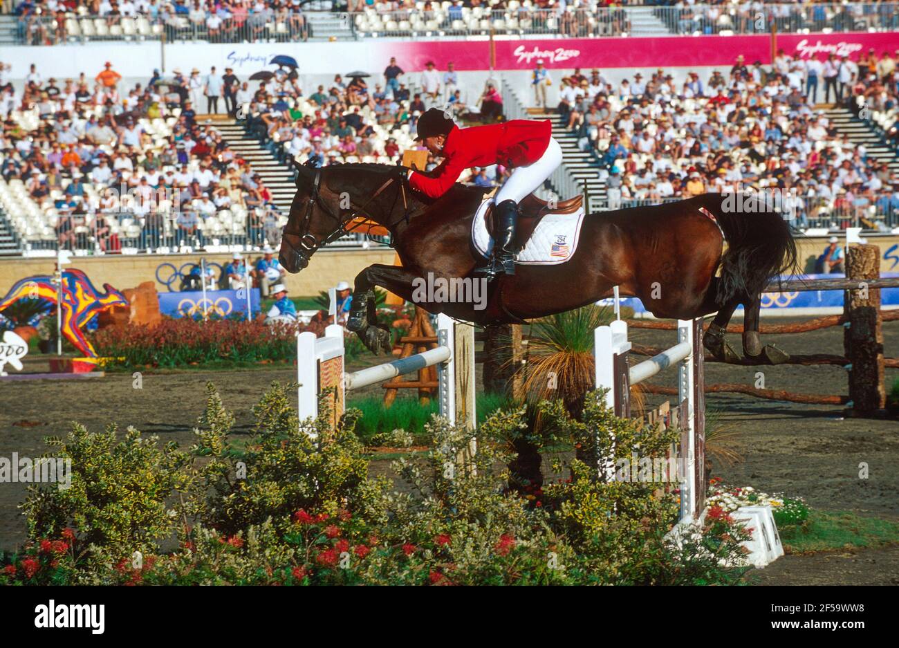 Olympische Spiele, Sydney 2000, Lauren Hough (USA) Reiten Clasiko Stockfoto