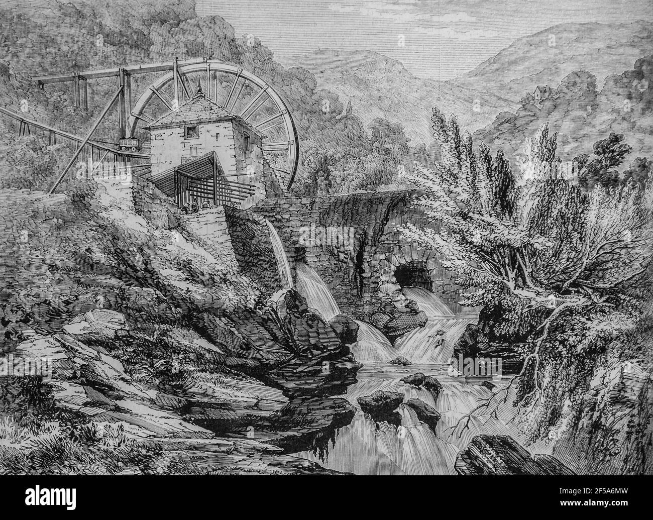 la Mine d'Or de vigra dans le Pays de galles ,l'univers illustre,editeur michel Levy 1868 Stockfoto