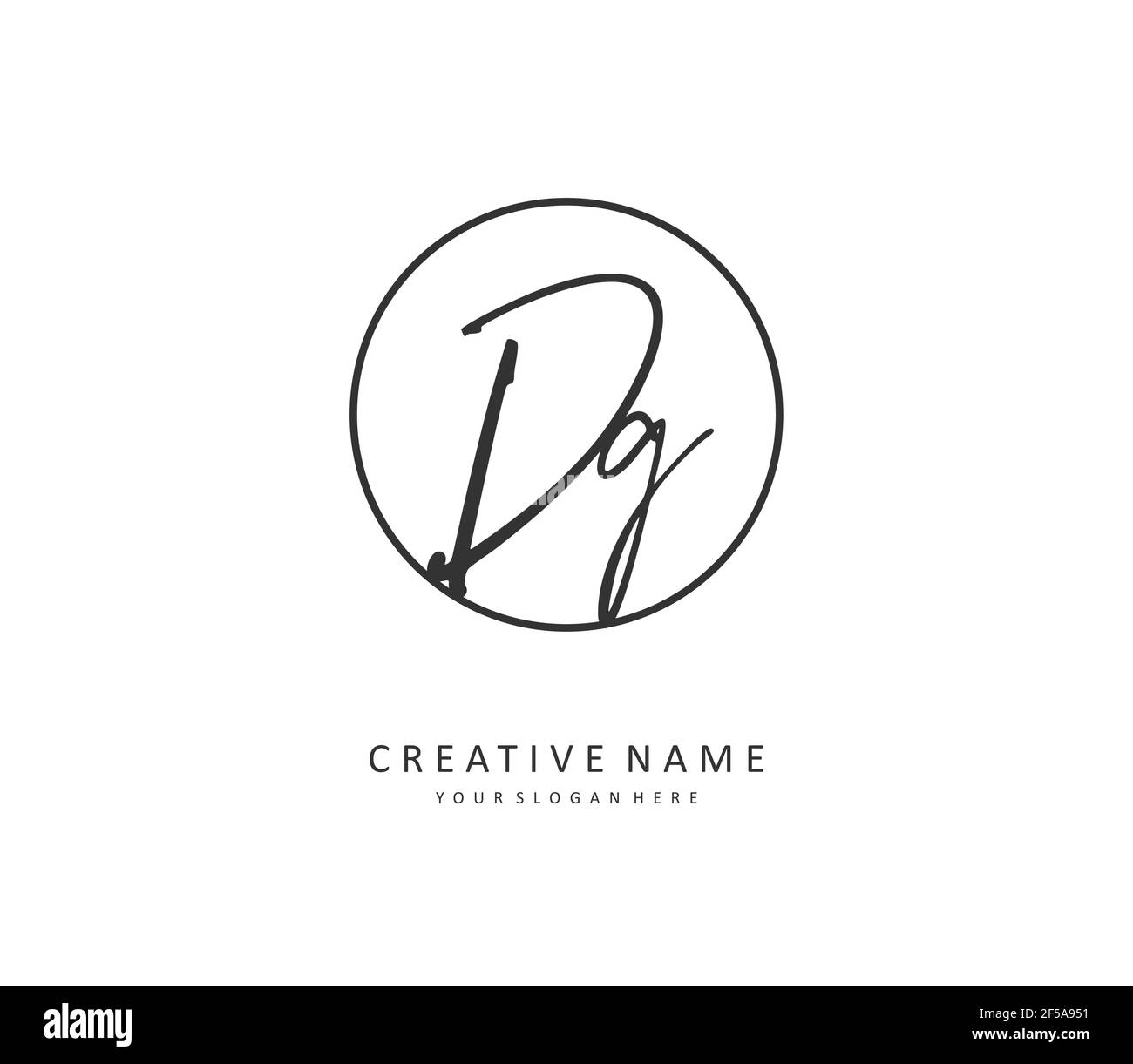 DG Initial Letter Handschrift und Unterschrift Logo. Ein Konzept handschriftlich Initiallogo mit Template-Element. Stock Vektor