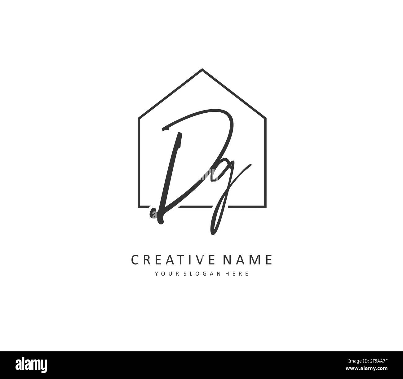 DG Initial Letter Handschrift und Unterschrift Logo. Ein Konzept handschriftlich Initiallogo mit Template-Element. Stock Vektor