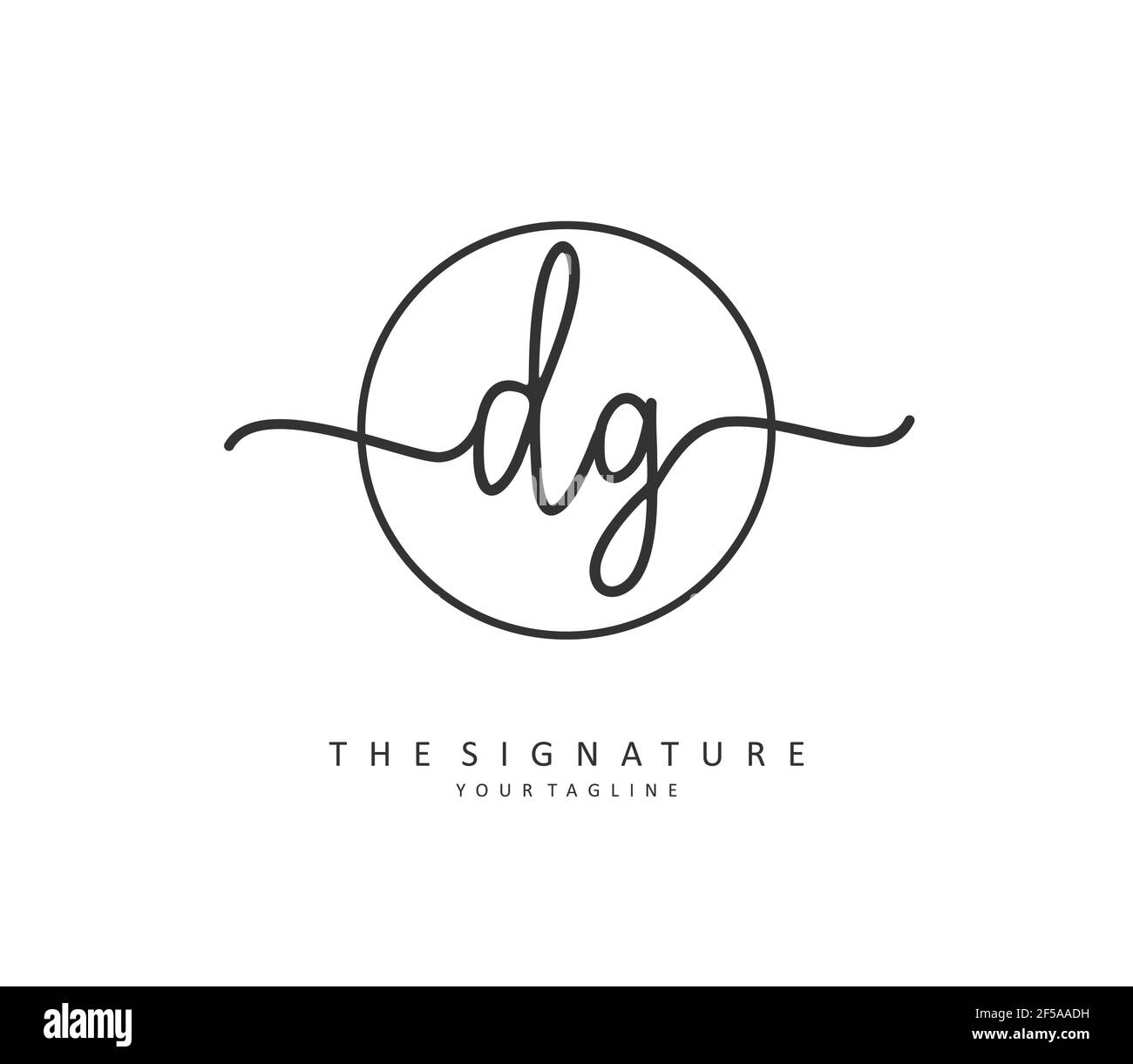 DG Initial Letter Handschrift und Unterschrift Logo. Ein Konzept handschriftlich Initiallogo mit Template-Element. Stock Vektor