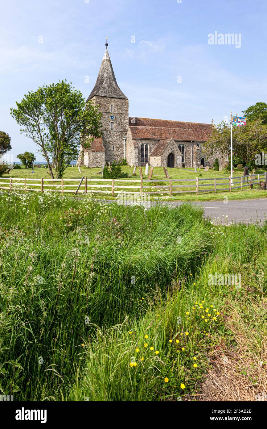 Die Kirche von St Mary the Virgin im Romney Marsh Dorf St Mary in the Marsh, Kent UK Stockfoto