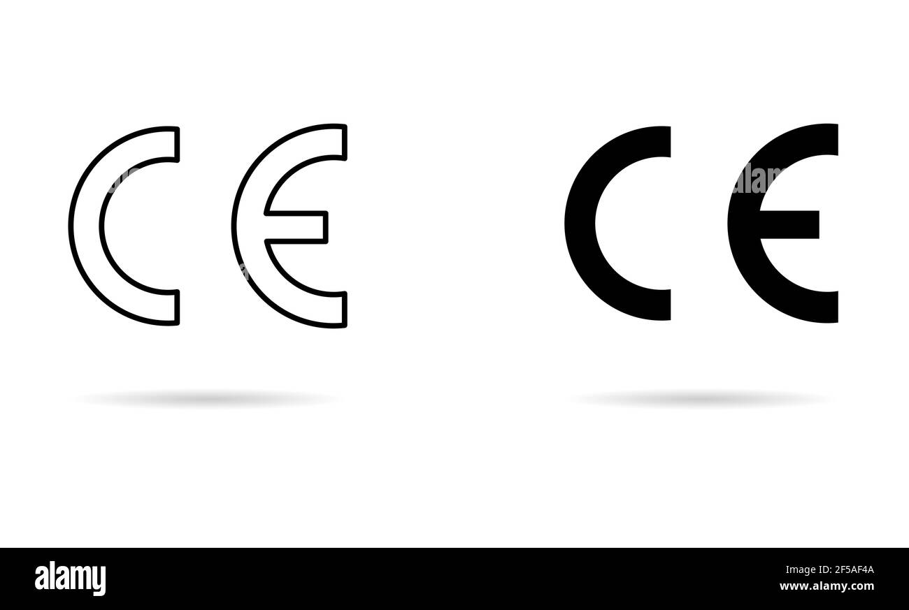 CE-Zeichen Symbol für conformite europeenne, sauber Etikett Produkt, Informationen Schatten Vektor Illustration Zeichen . Stock Vektor
