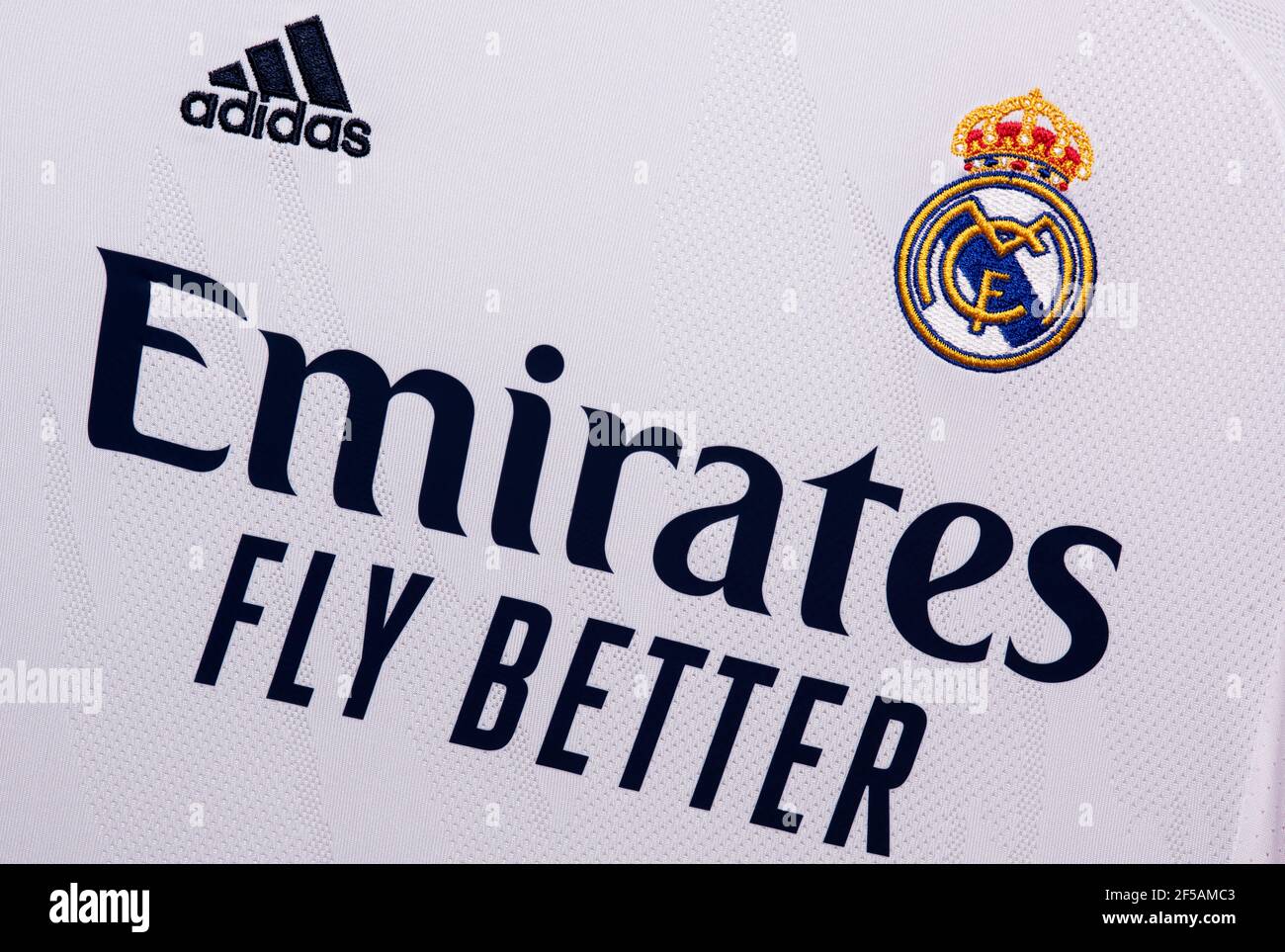 Nahaufnahme von Real Madrid C.F. jesrey Stockfoto