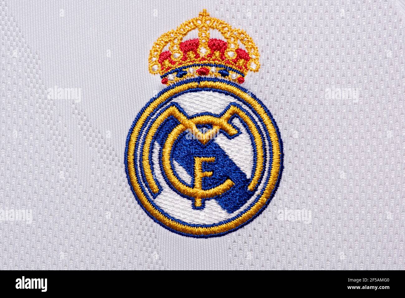 Nahaufnahme von Real Madrid C.F. jesrey Stockfoto