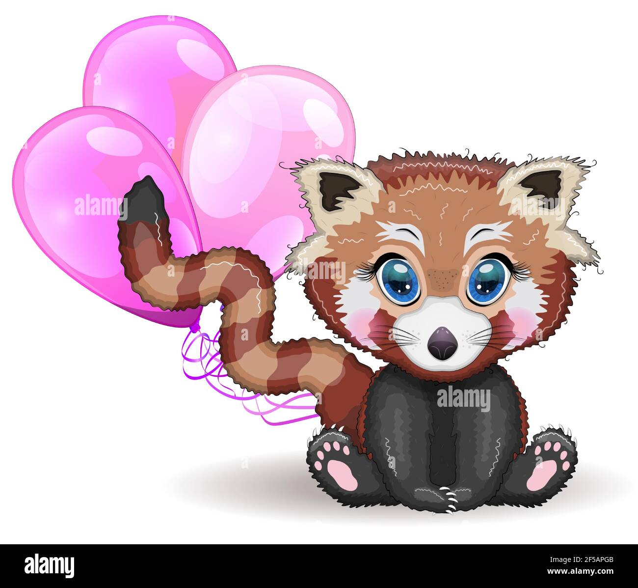 Roter Panda, niedlicher Charakter mit Luftballons, Grußkarte, hell kindisch  Stil. Seltene Tiere, rotes Buch, Katze, Bär Stock-Vektorgrafik - Alamy