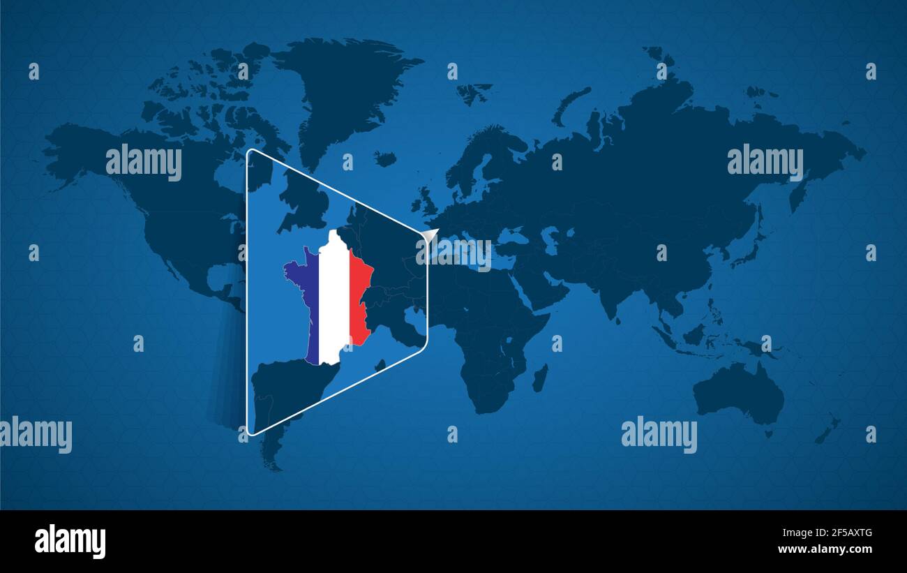 Detaillierte Weltkarte mit vergrößerter Karte von Frankreich und den ...
