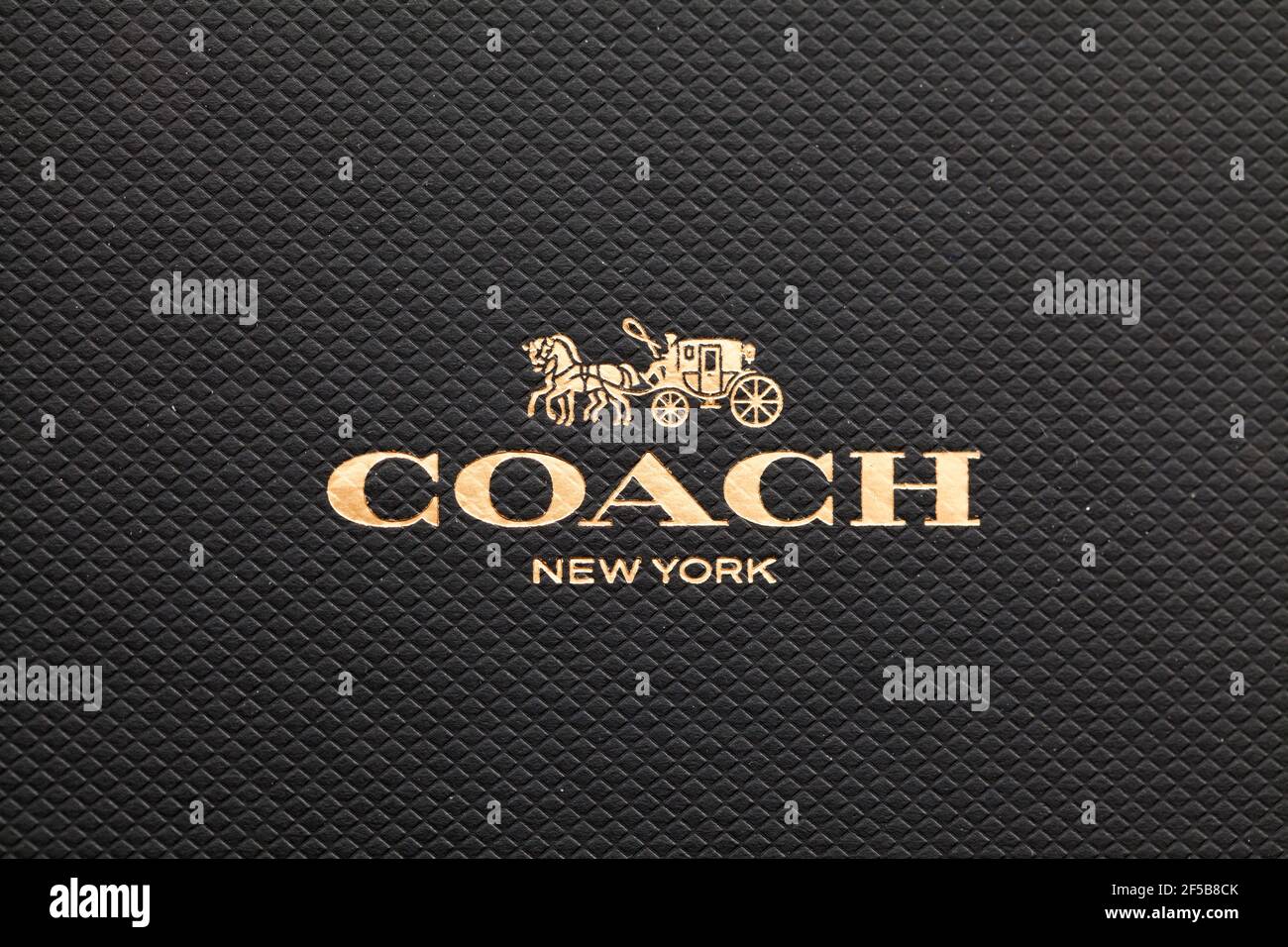 Coach Logo auf Box Stockfoto