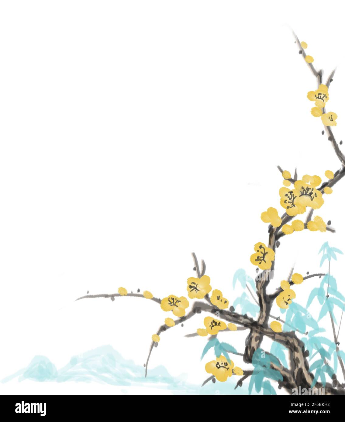Pflaumenblüte chinesische Stil Blume und Vogel Malerei Stockfoto
