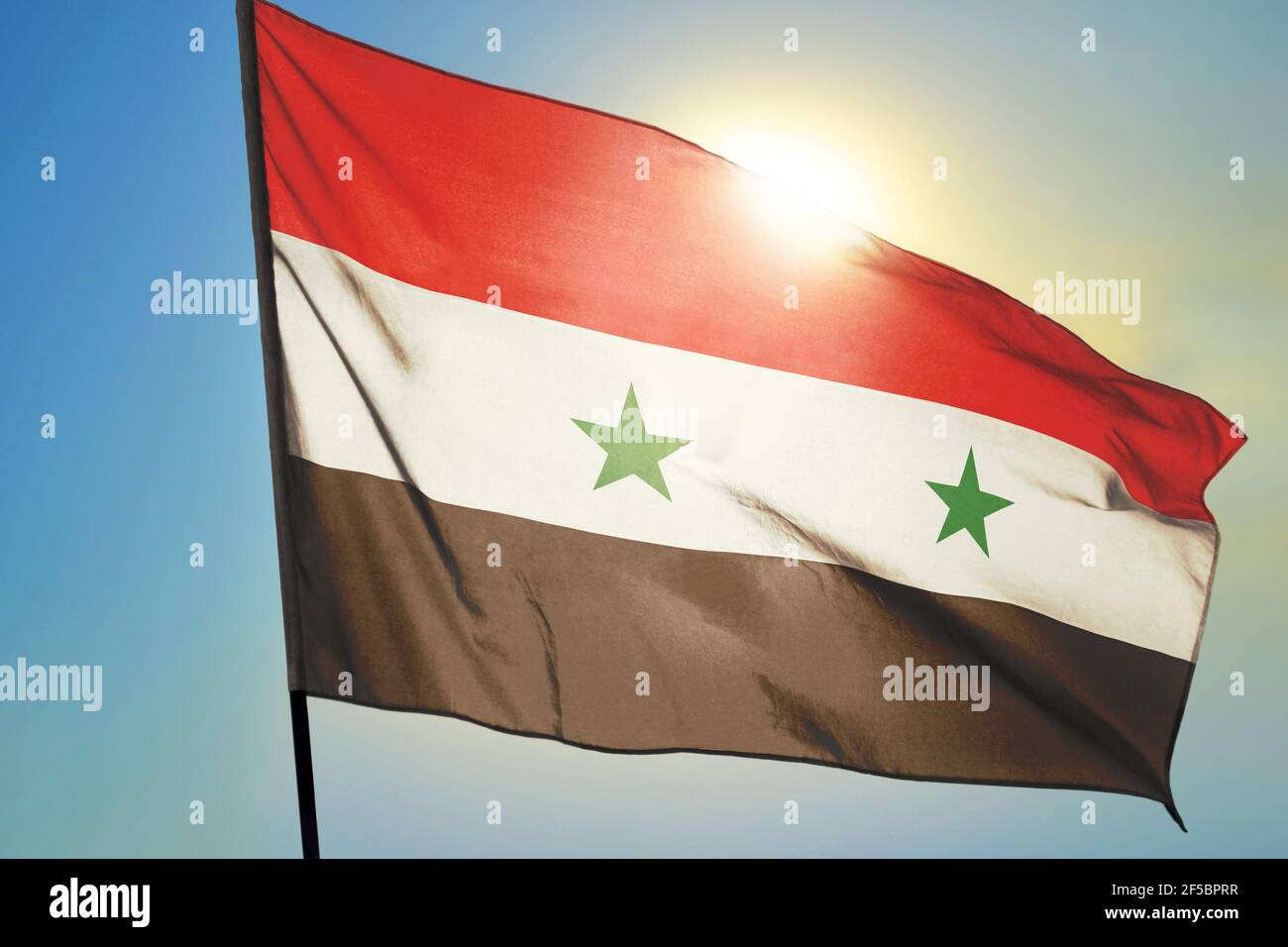 Winken Syrien Flagge Offizielle Farben Und Verhältnis Richtig