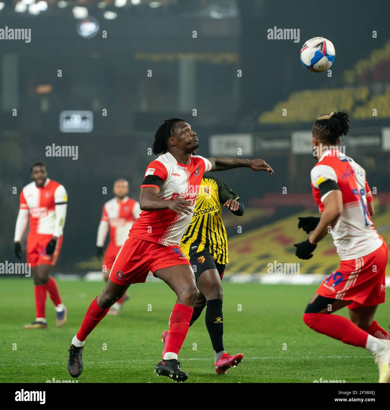 Anthony Stewart von Wycombe Wanderers während der Sky Bet Championship hinter verschlossenen Türen Spiel zwischen Watford und Wycombe Wanderers in der Vicarage Road, Stockfoto