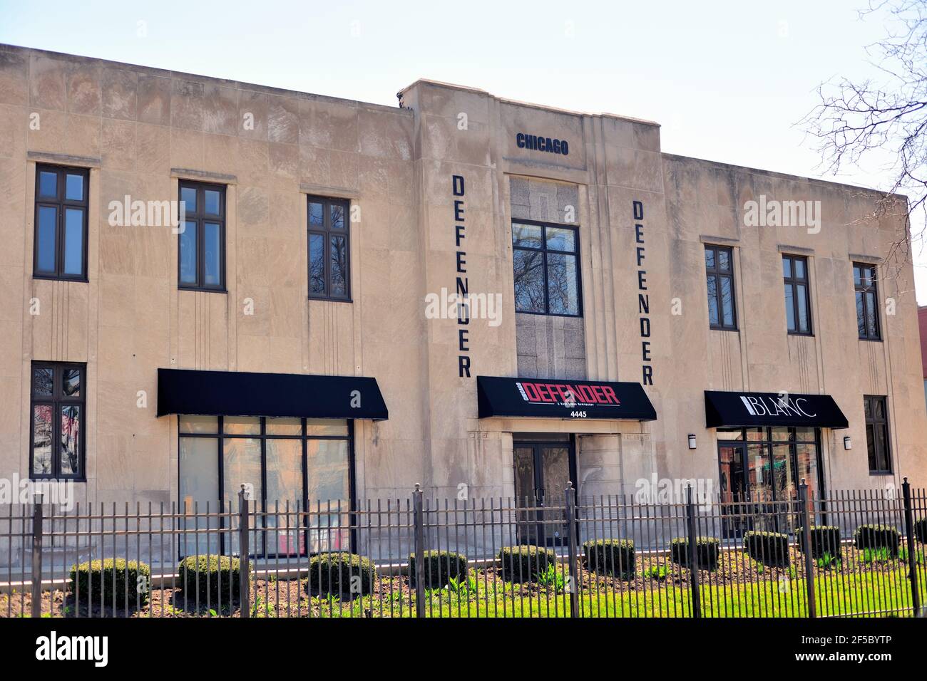 Chicago, Illinois, USA. Der Hauptsitz der Zeitung Chicago Defender befindet sich im Stadtteil Bronzeville auf der Südseite der Stadt. Stockfoto