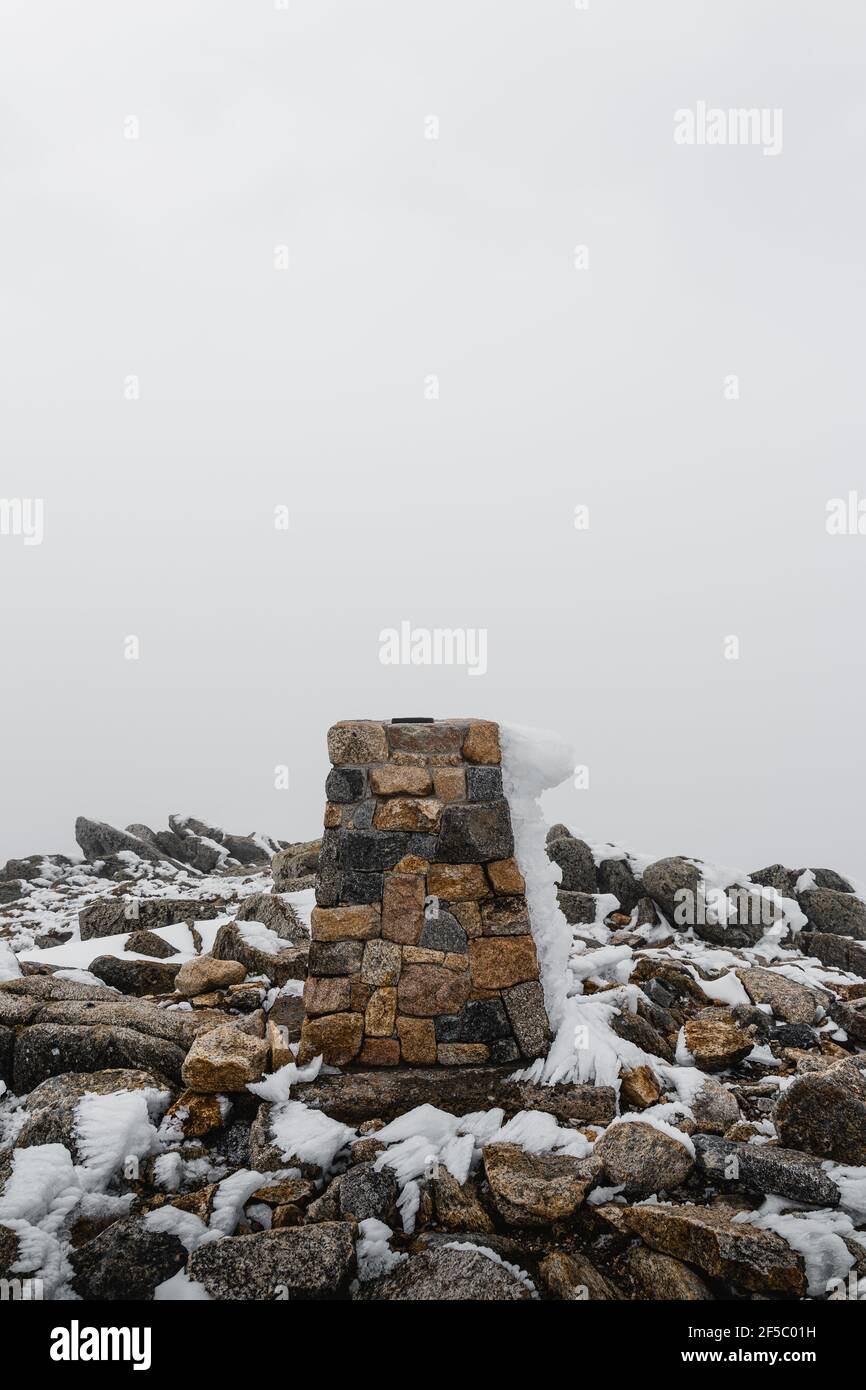 Der Gipfel des Berges Kosciuszko im Nationalpark Kosciuszko. Stockfoto