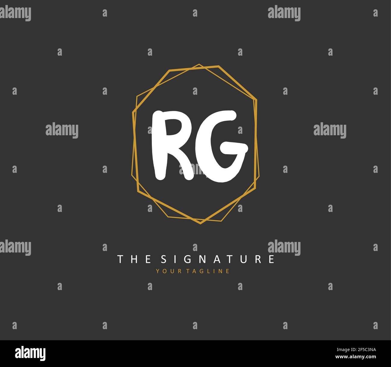 RG Initial Brief Handschrift und Unterschrift Logo. Ein Konzept handschriftlich Initiallogo mit Template-Element. Stock Vektor
