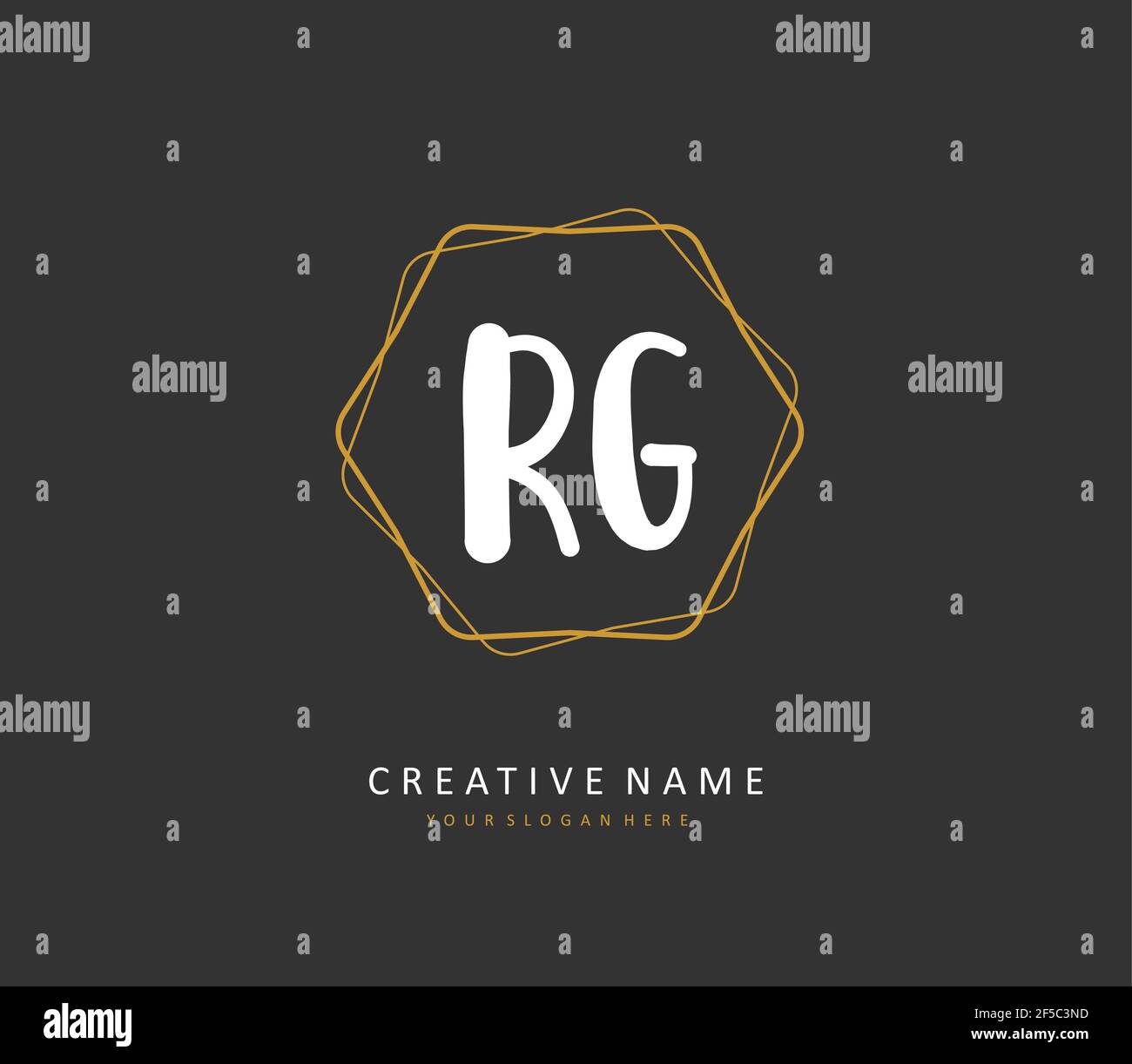 RG Initial Brief Handschrift und Unterschrift Logo. Ein Konzept handschriftlich Initiallogo mit Template-Element. Stock Vektor