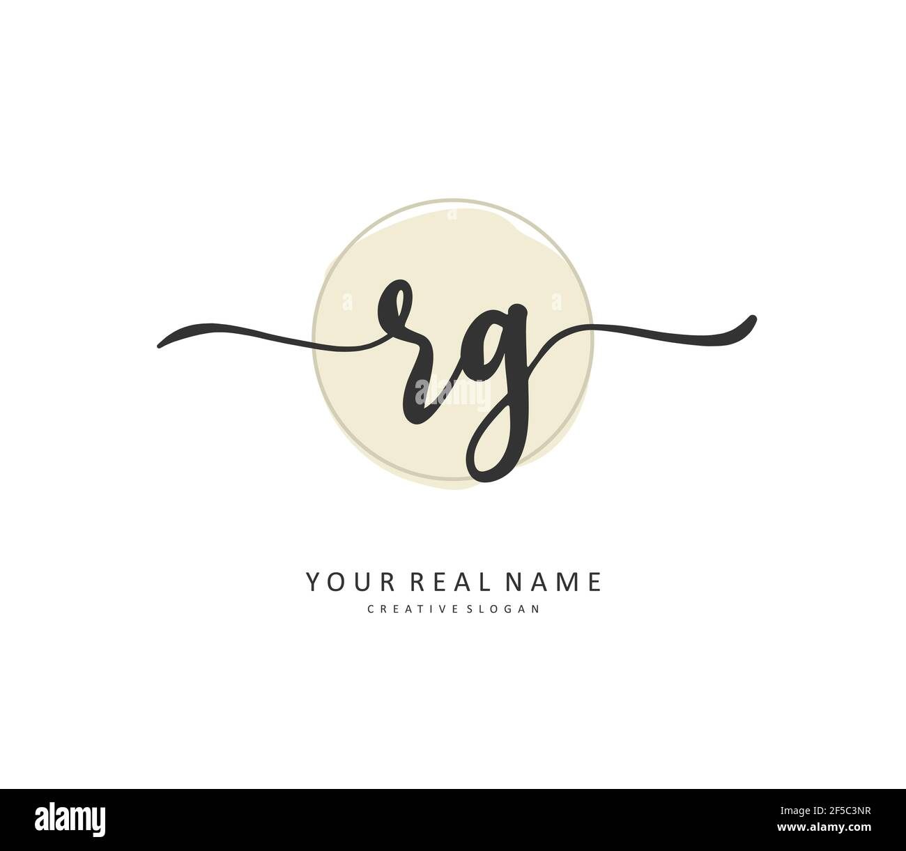 RG Initial Brief Handschrift und Unterschrift Logo. Ein Konzept handschriftlich Initiallogo mit Template-Element. Stock Vektor