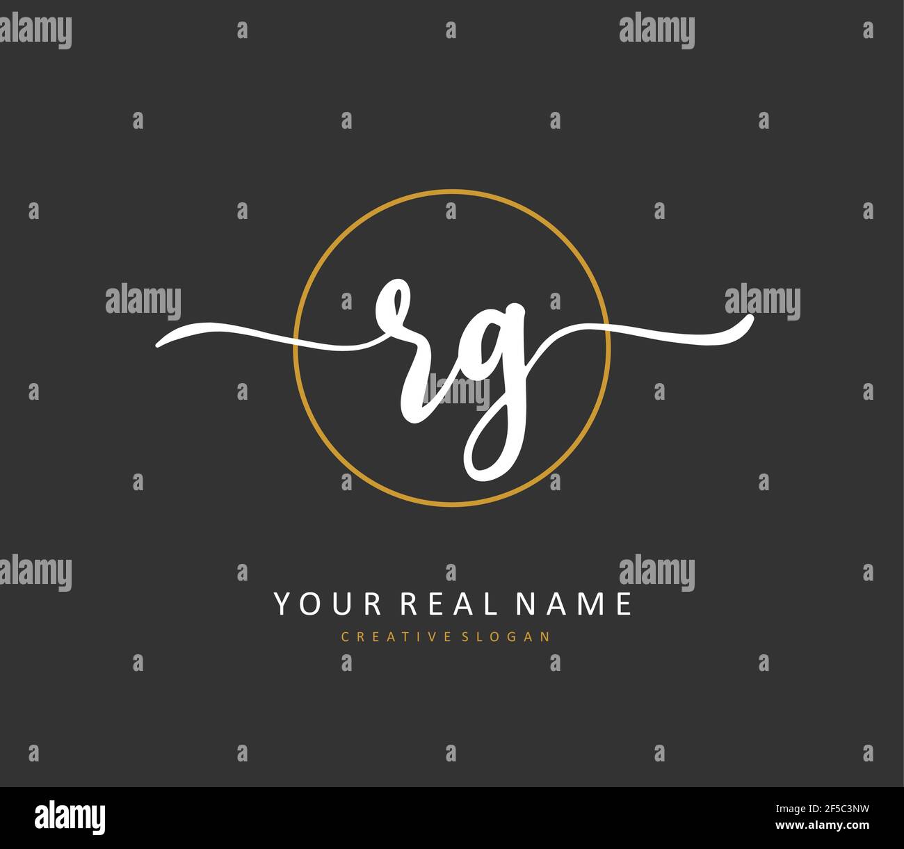 RG Initial Brief Handschrift und Unterschrift Logo. Ein Konzept handschriftlich Initiallogo mit Template-Element. Stock Vektor