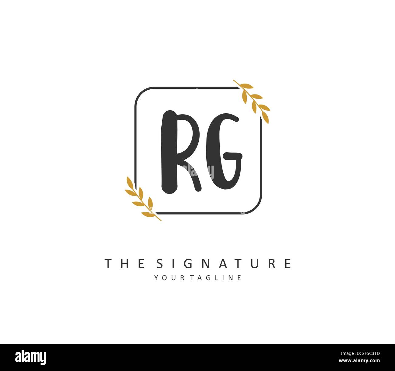 RG Initial Brief Handschrift und Unterschrift Logo. Ein Konzept handschriftlich Initiallogo mit Template-Element. Stock Vektor
