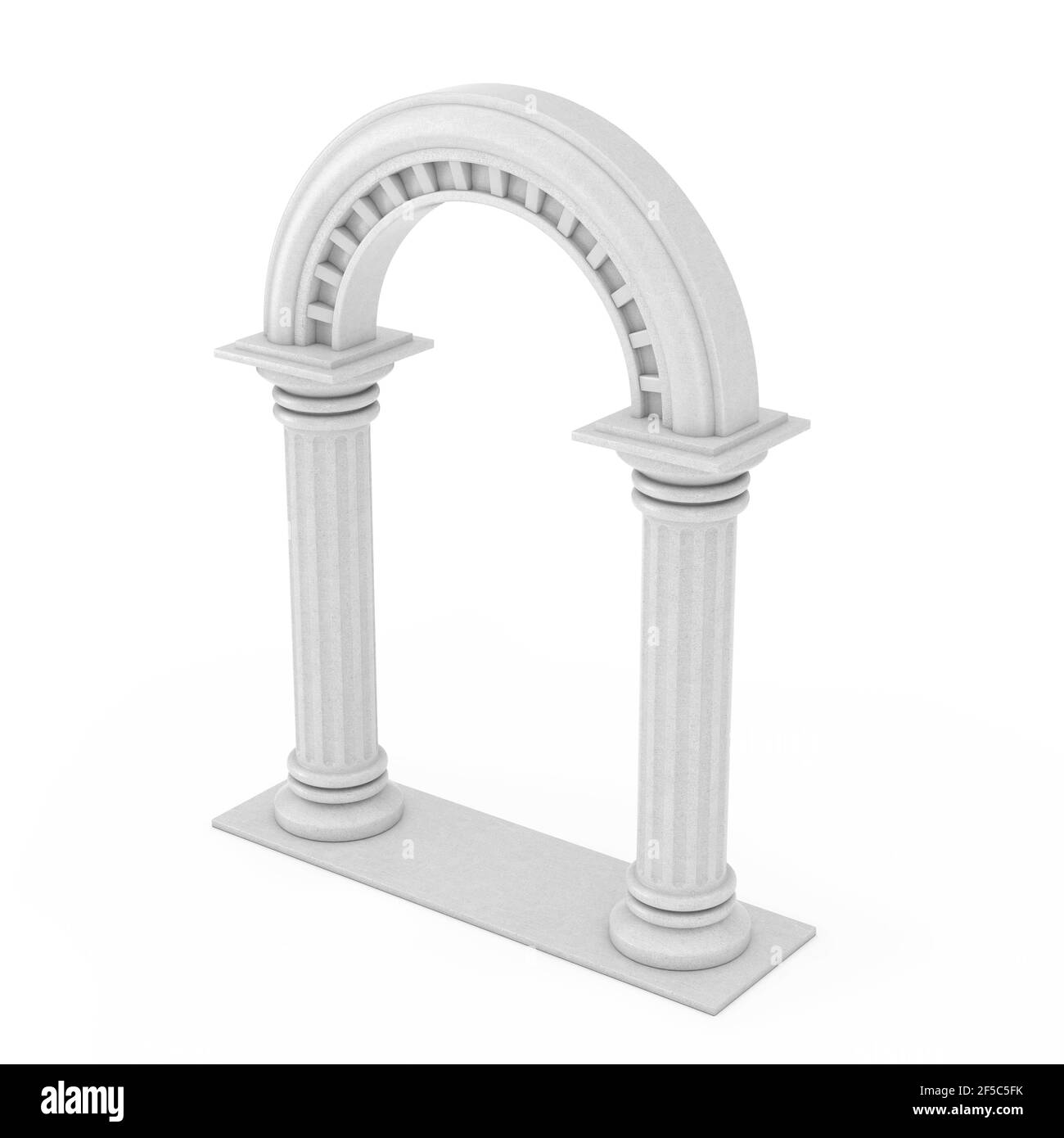 Klassischer Altgriechischer Säulenbogen auf weißem Hintergrund. 3D Rendering Stockfoto