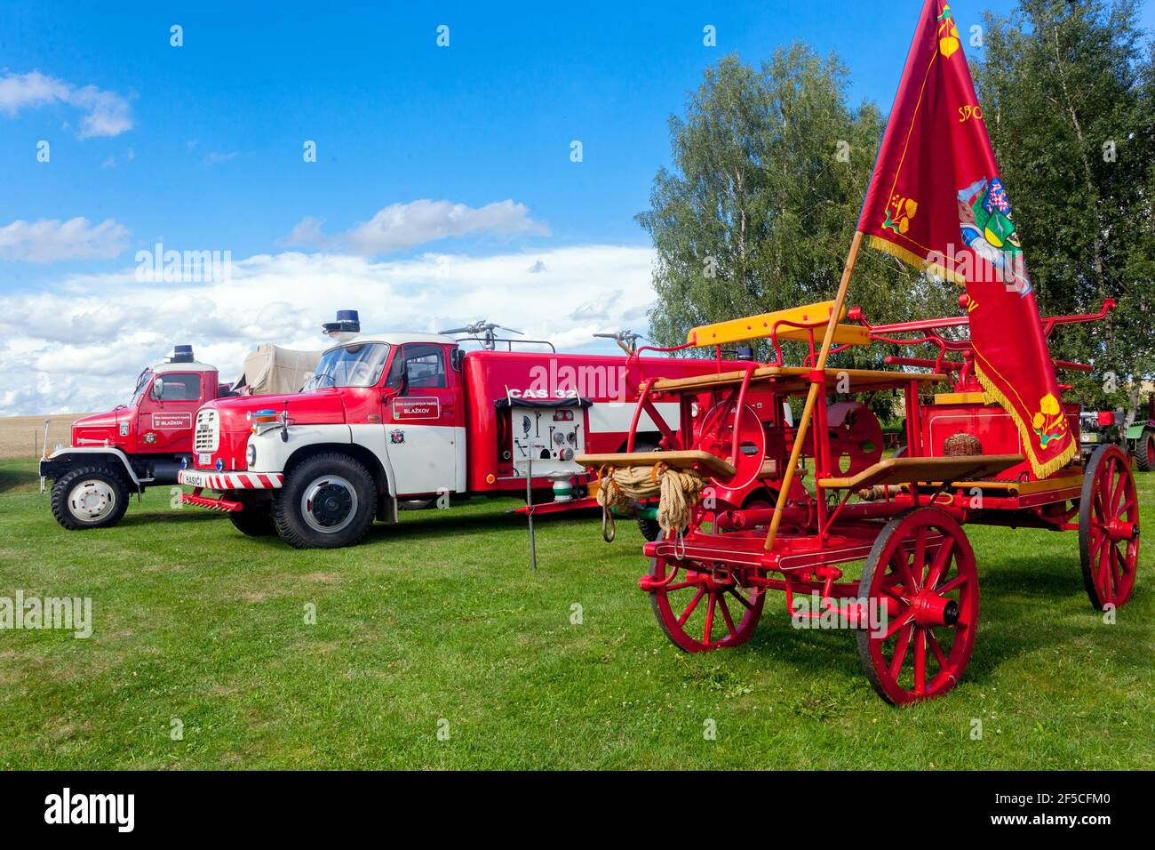 Praga V3S, Tatra T 148 Feuerwehr, Hasici alter Veteran der Tschechischen Republik Stockfoto