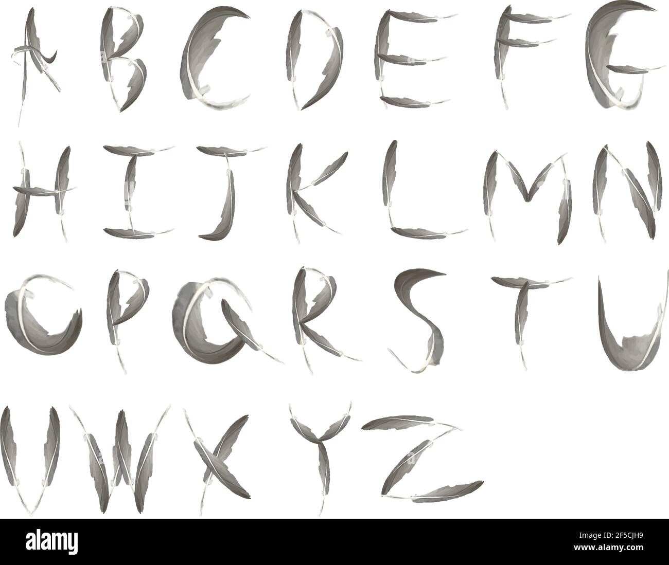 Feder Alphabet Vektor Design Buchstaben ABC Schrift Design Typografie Stock Vektor
