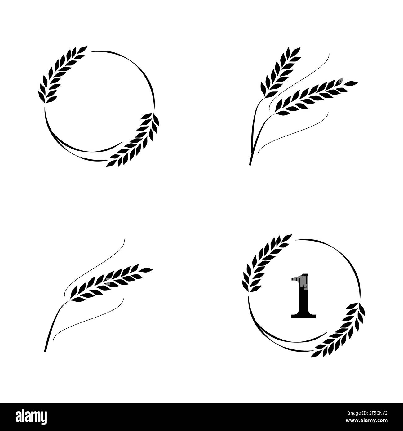 Symbole für Logo Design Weizen. Landwirtschaft, Mais, Gerste, Stiele, organische Pflanzen, Brot, Lebensmittel natürliche Ernte Stock Vektor