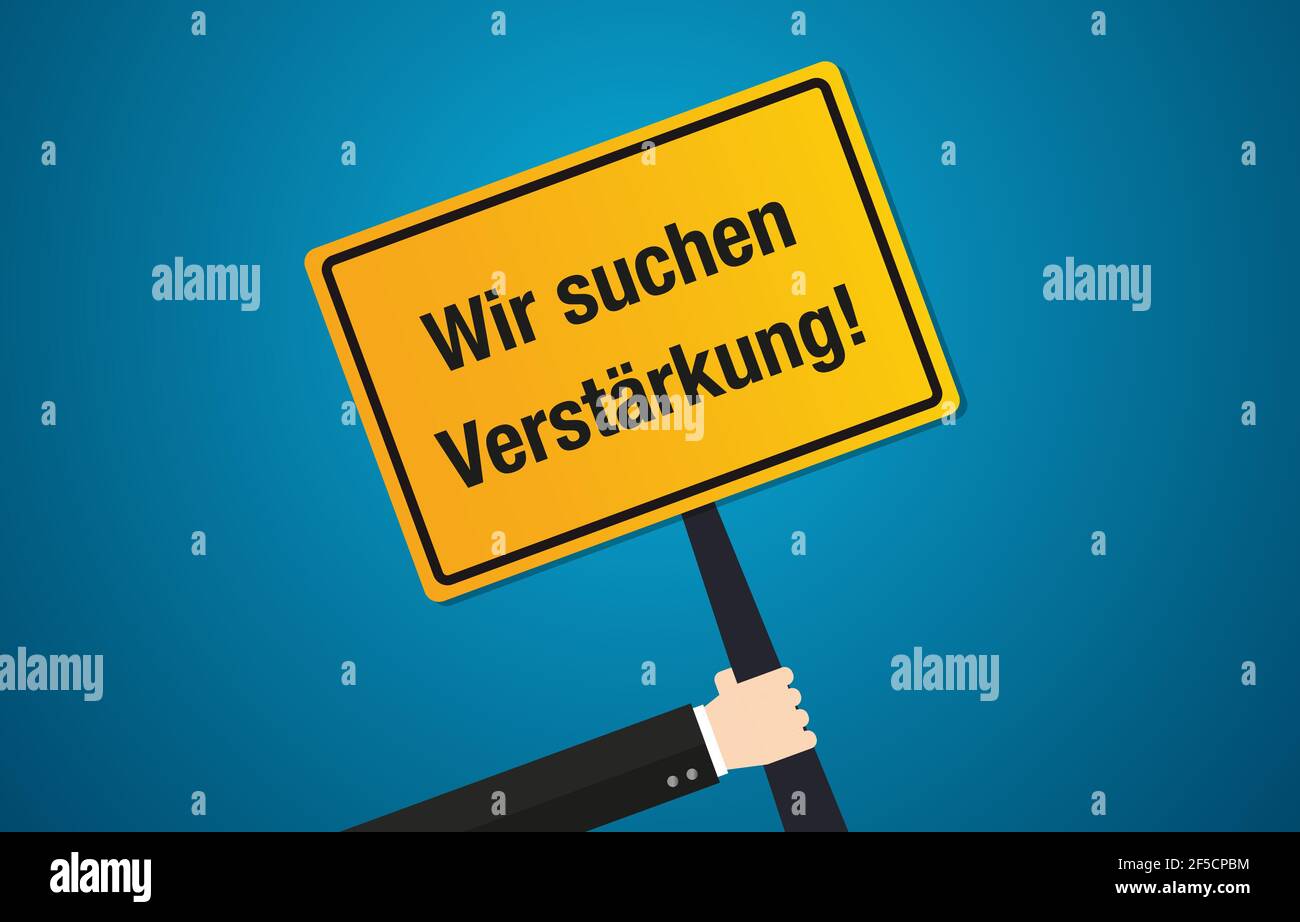 Wir stellen in Deutsch Textbewerbung Stellenbewerbung ein Flaches Vektordesign Stock Vektor