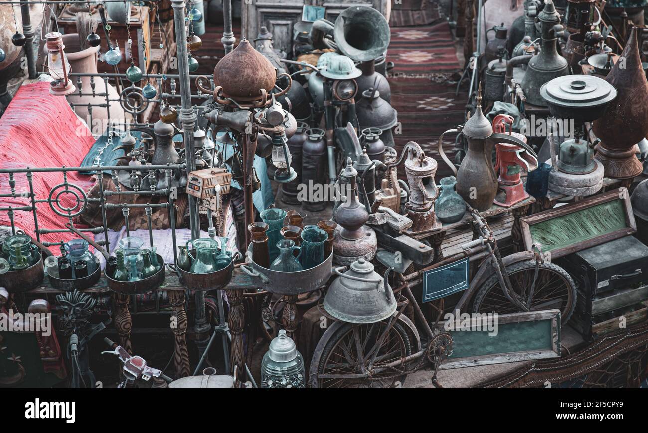 Fragment des ursprünglichen Designs des beliebten Farsha Café in Hadaba Bezirk, Sharm El Sheikh, Ägypten. Stockfoto