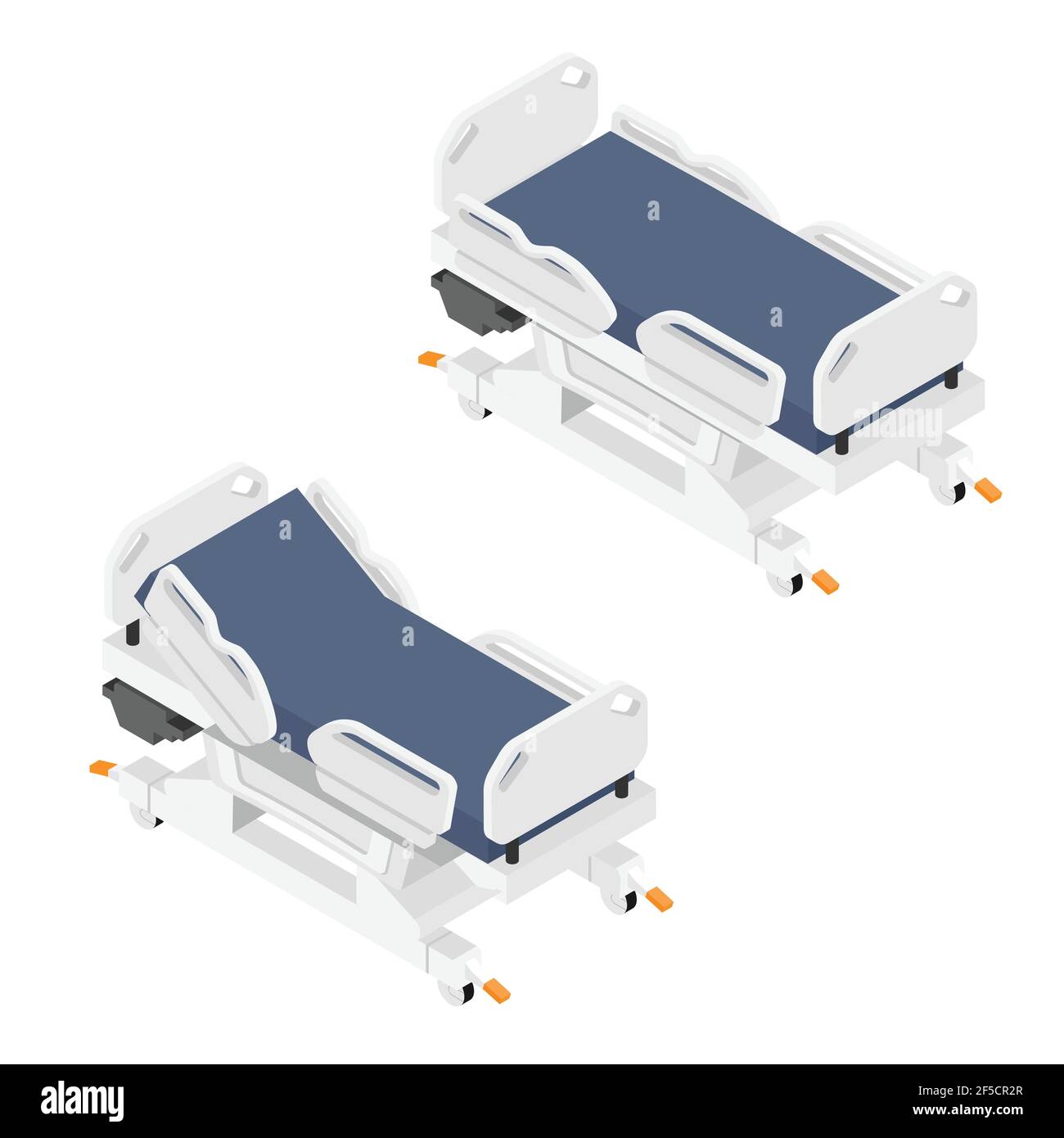 Mobile Hospital Medizinische Betten in verschiedenen Positionen  isometrische Ansicht auf weißem Hintergrund Stock-Vektorgrafik - Alamy