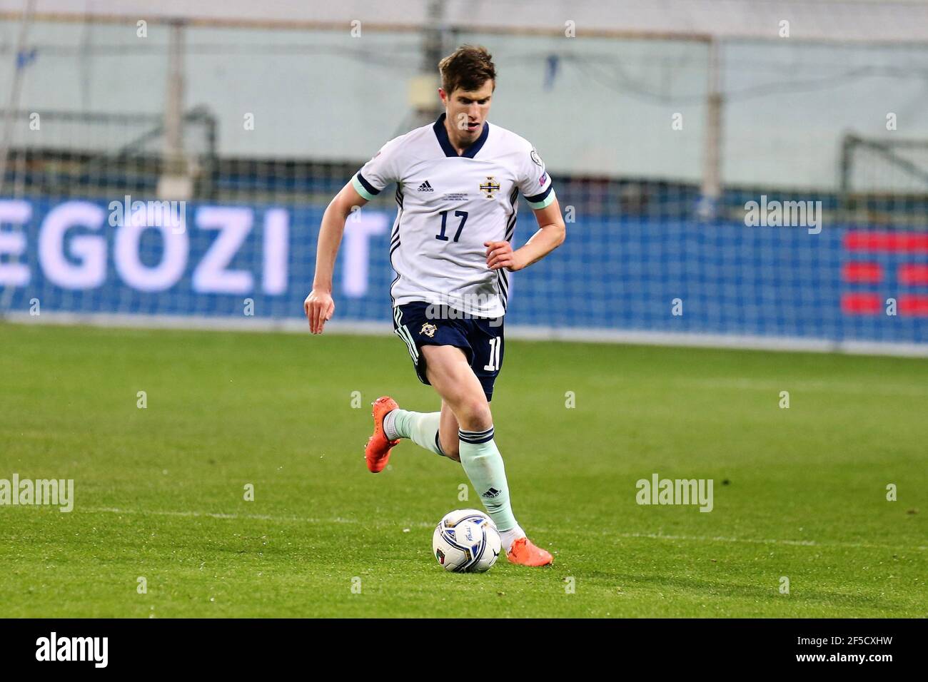 Paddy McNair aus Nordirland während der FIFA Weltmeisterschaft 2022, Qualifikationsspiel der Gruppe C zwischen Italien und Nordirland am 25. März 2021 im Ennio Tardini Stadion in Parma, Italien - Foto Laurent Lairys / DPPI / LiveMedia Stockfoto