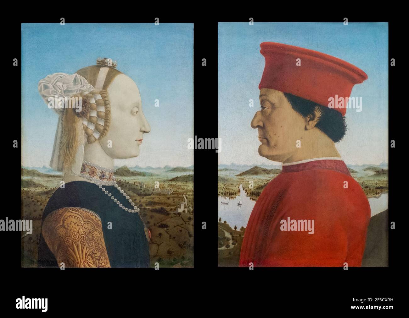 Piero della Francesca (1416-1492), Doppelporträt der Herzöge von Urbino, auch bekannt als Diptychon von Federico da Montefeltro und Battista Sforza, 1 Stockfoto