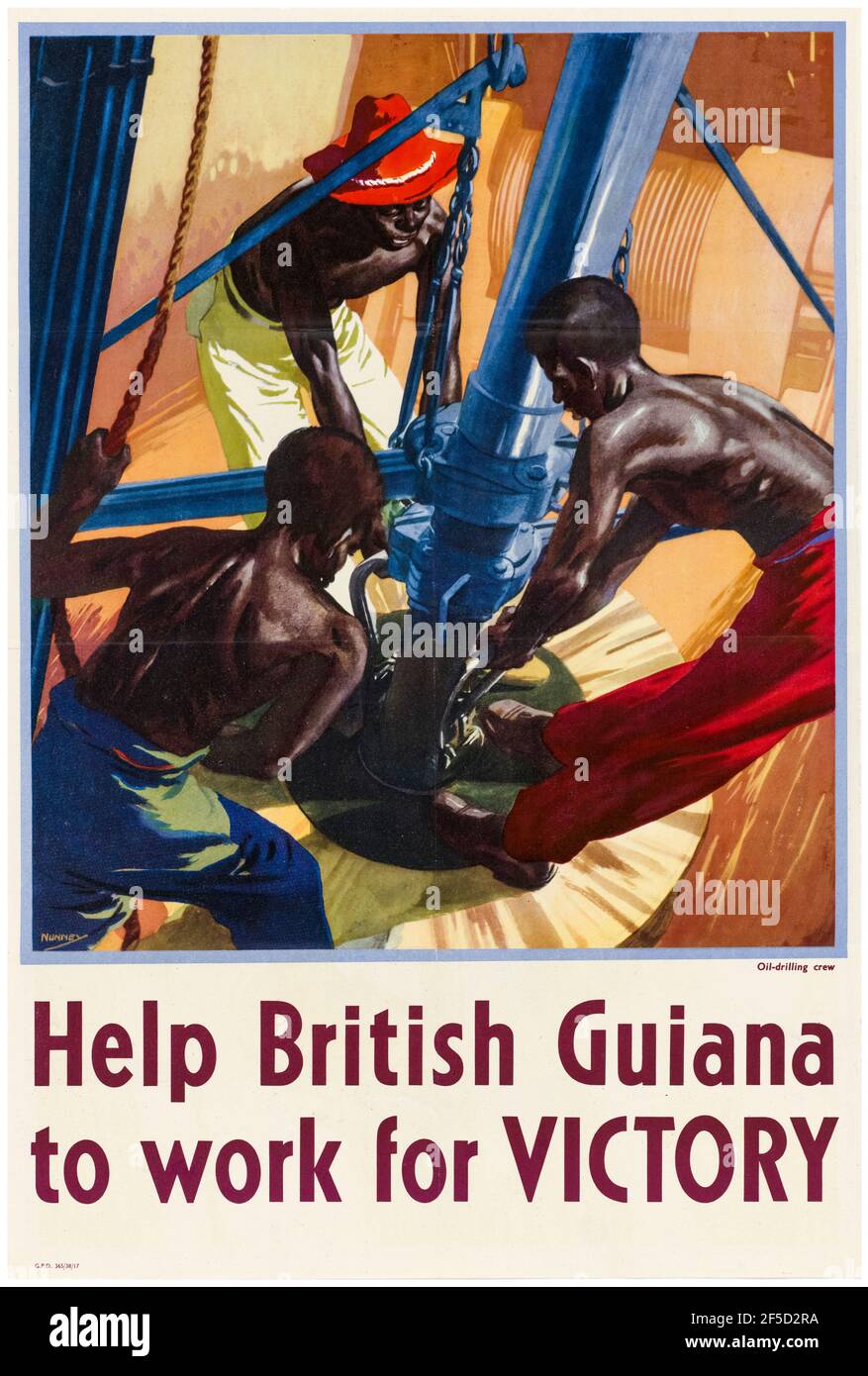 British Colonial Empire, WW2 Produktivitäts-Poster: Hilf Britisch-Guayana, für den Sieg zu arbeiten, 1942-1945 Stockfoto
