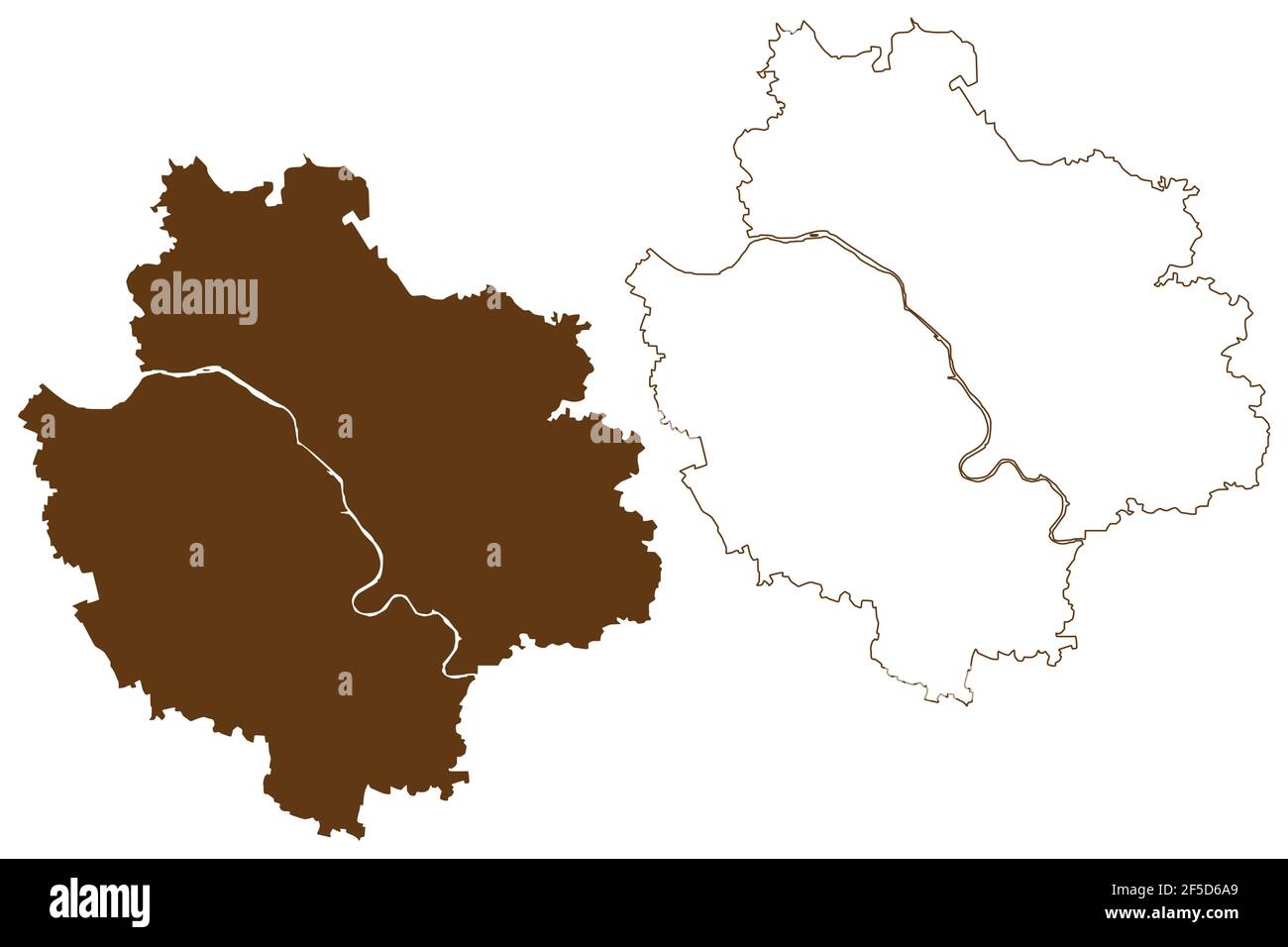 Landkreis Deggendorf (Bundesrepublik Deutschland, Landkreis Niederbayern, Freistaat Bayern) Kartenvektordarstellung, Scribble-Skizze Deggen Stock Vektor