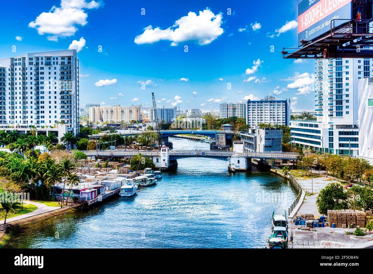 Miami River Cityscape, Florida, USA Stockfoto