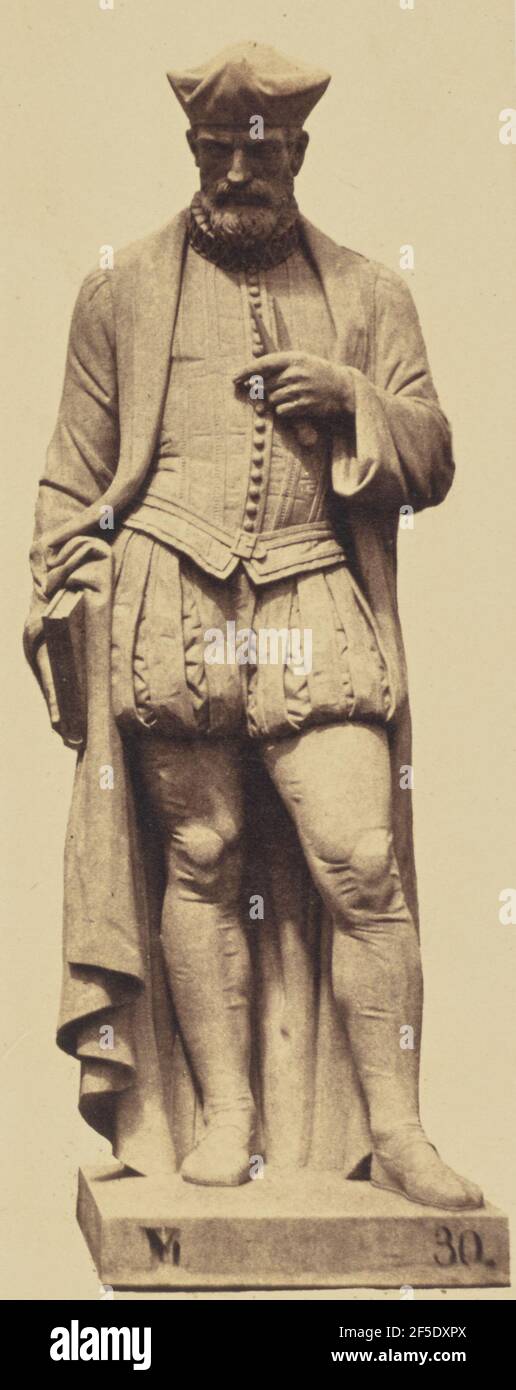 'Delorme', Statue von Jean Pierre Dantan, Dekoration des Louvre, Paris. Édouard Baldus (Französisch, geboren Deutschland, 1813 - 1889) Stockfoto