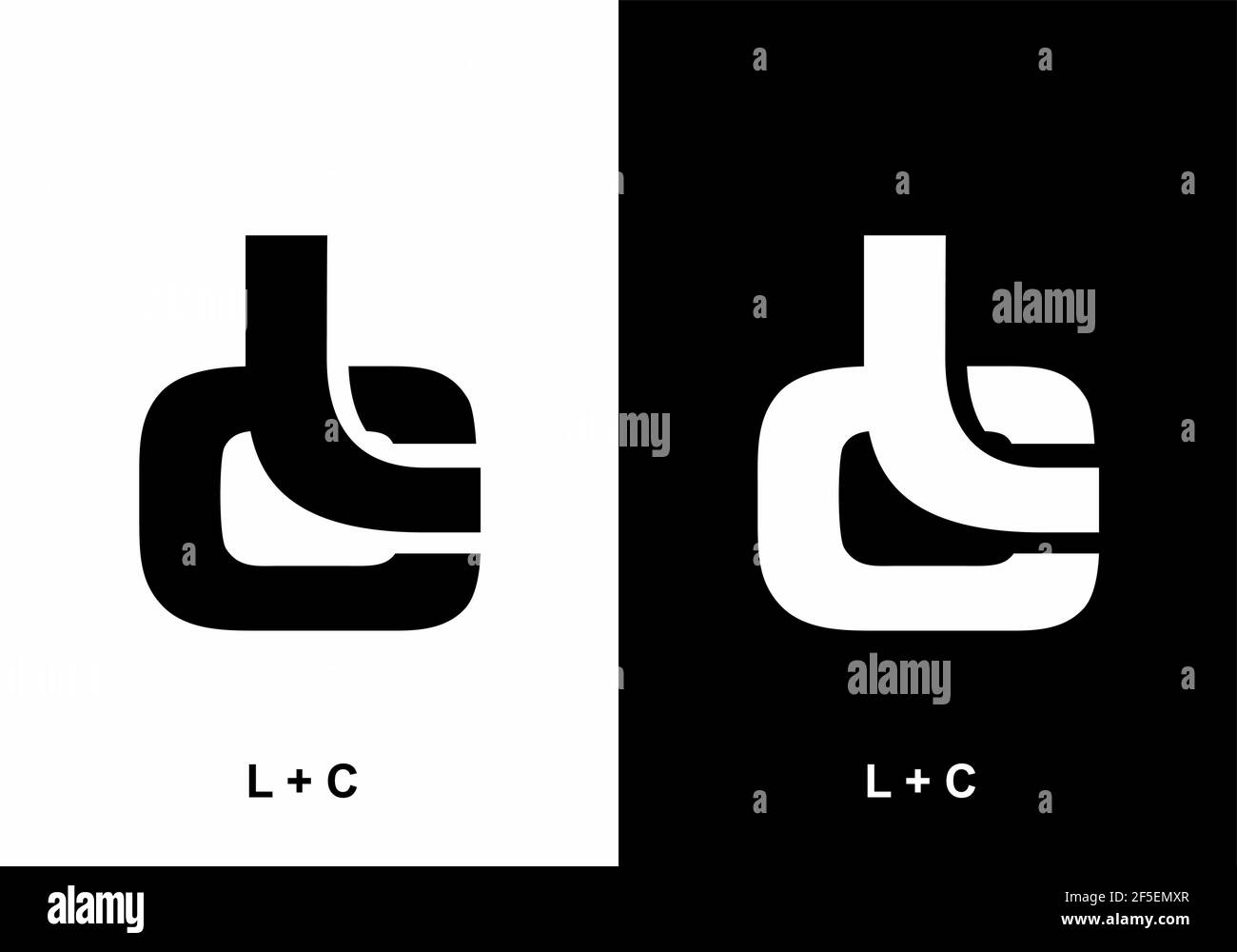 LC-Anfangsbuchstabe in Weiß und Schwarz Stock Vektor