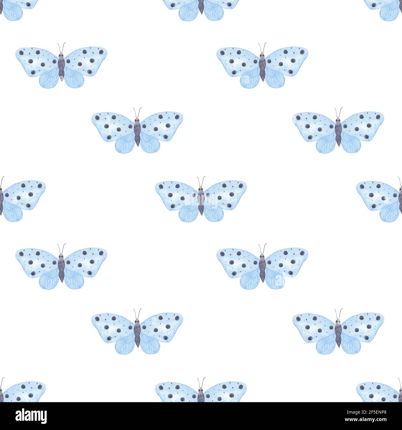 Blaue Schmetterlinge nahtlose Muster Aquarell Illustration einfache handgezeichnete Illustration für Textil, Geschenkpapier, Frühling Urlaub Dekor Stockfoto