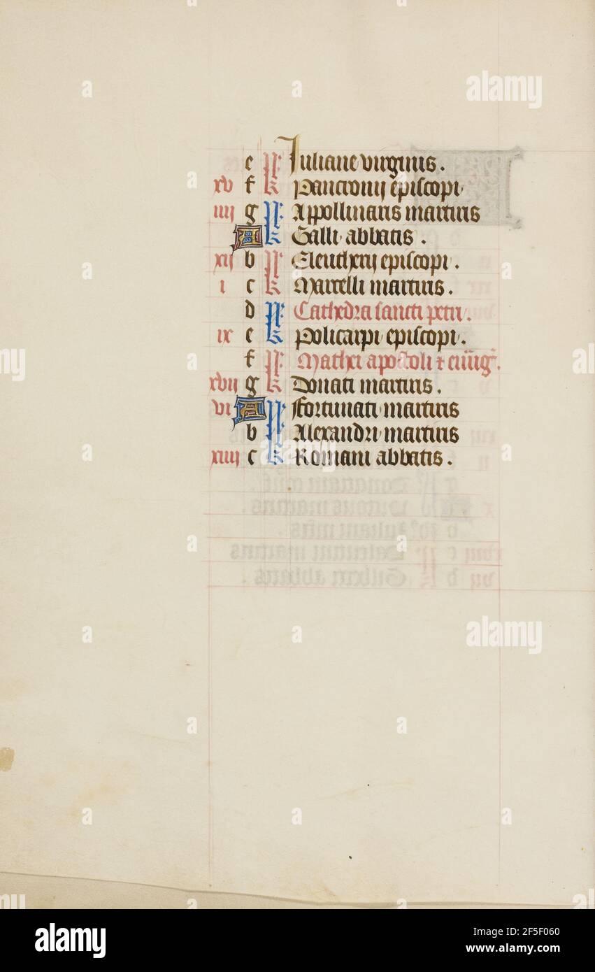 Kalenderseite Februar Fortsetzung. Unbekannt Stockfoto