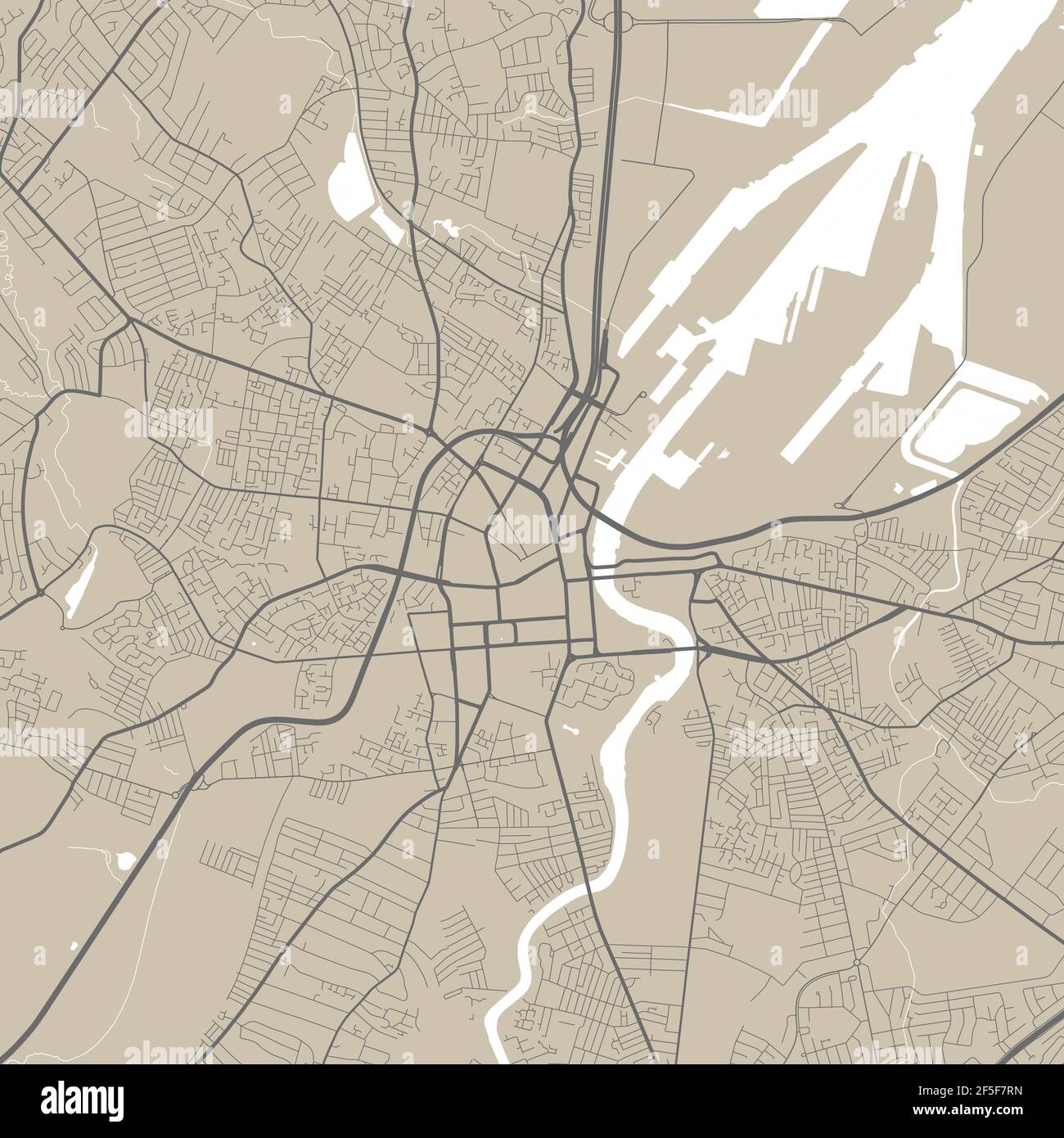 Vektorkarte von Belfast, Nordirland, Großbritannien, Bundesstaat Nordirland, Großbritannien. Abbildung des Straßenklasters. Belfast Kartenkunst Stock Vektor