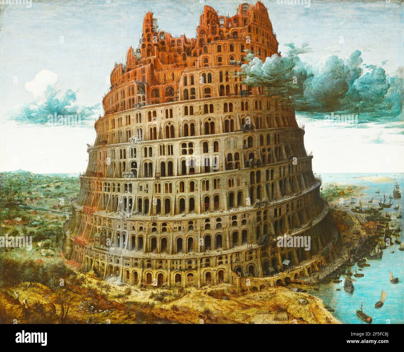 Titel: Der Turm zu Babel Ersteller: Pieter Bruegel der Ältere Datum: 1563 Medium: Öl auf Holz Größe: 114 x 155 cm Ort: Kunsthistorisches Museum, Wien Stockfoto