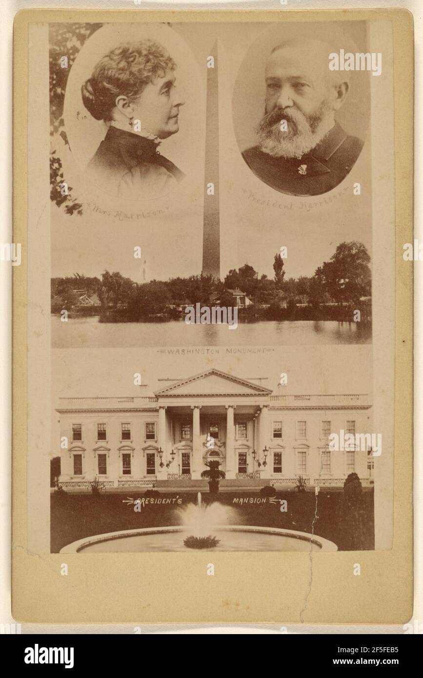 Frau Harrison / Präsident Harrison / Washington Monument / President's Mansion. Unbekannter Hersteller, Amerikaner Stockfoto