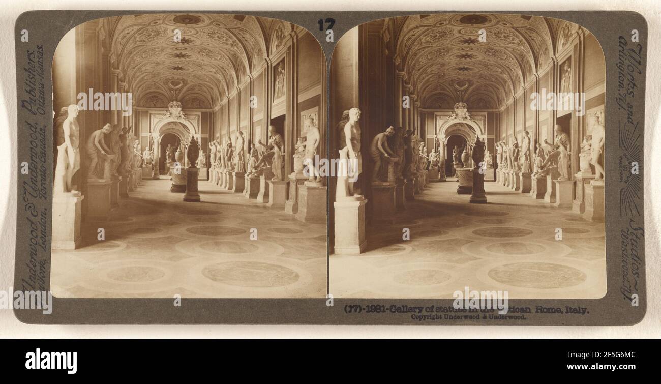 Galerie von Statuen im Vatikan, Rom, Italien.. Underwood & Underwood (Amerikaner, gegründet 1881, aufgelöst 1940s) Stockfoto