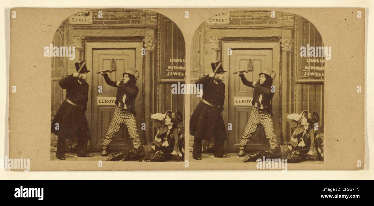 Genre-Szene: Ein Gauner auf der Flucht. Zurückzuführen auf London Stereoscopic Company (aktiv 1854 - 1890) Stockfoto
