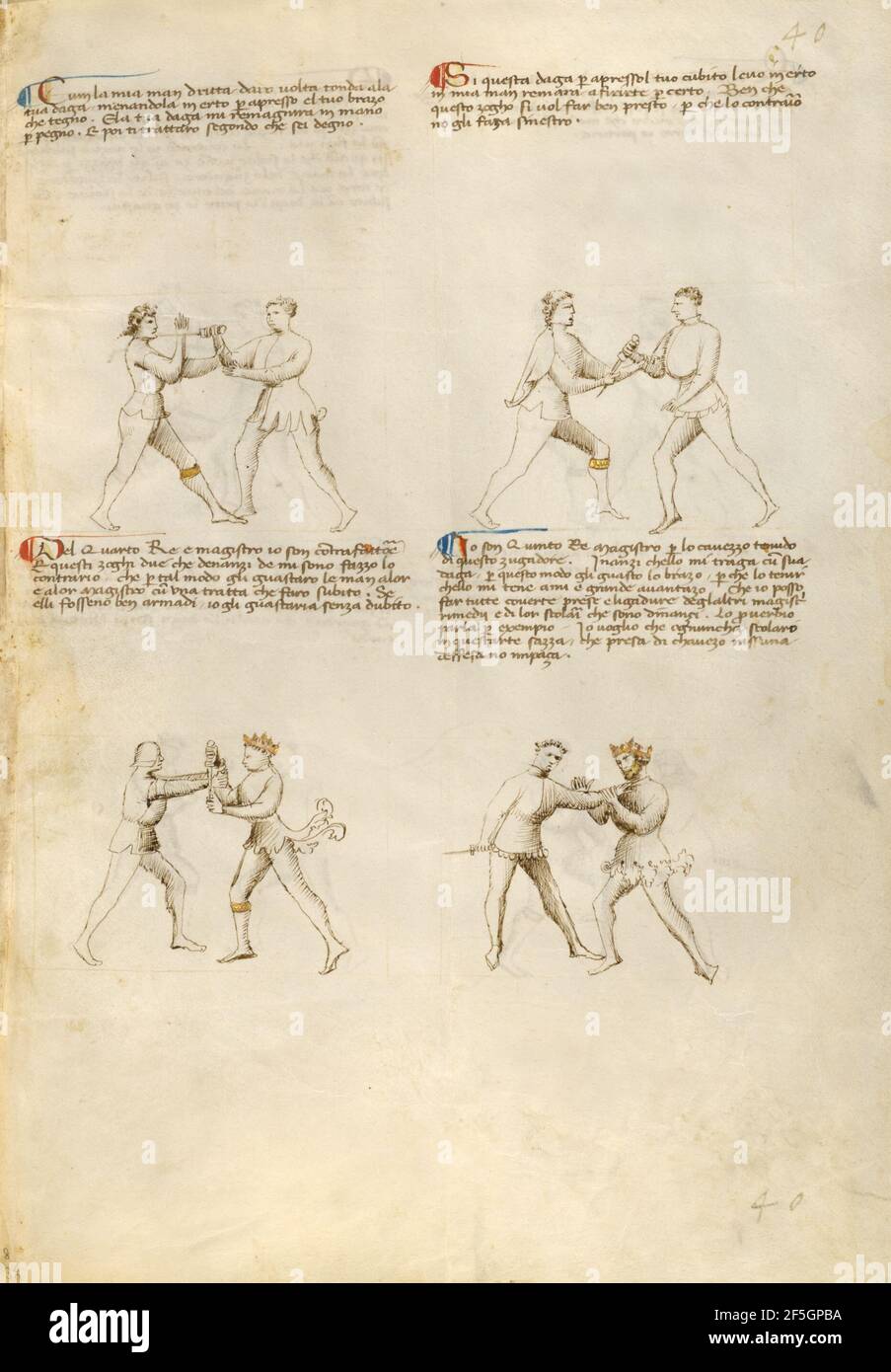 Kampf mit Dolch. Fiore Furlan dei Liberi da Premariacco (italienisch, um 1340/1350 - vor 1450) Stockfoto